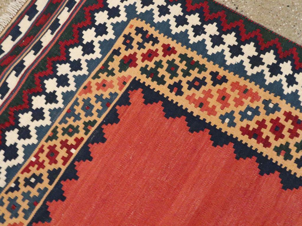 Tribal Mid-20th Century Persian Qashqai Pictorial Flat-Weave Kilim Accent Rug In Good Condition For Sale In New York, NY