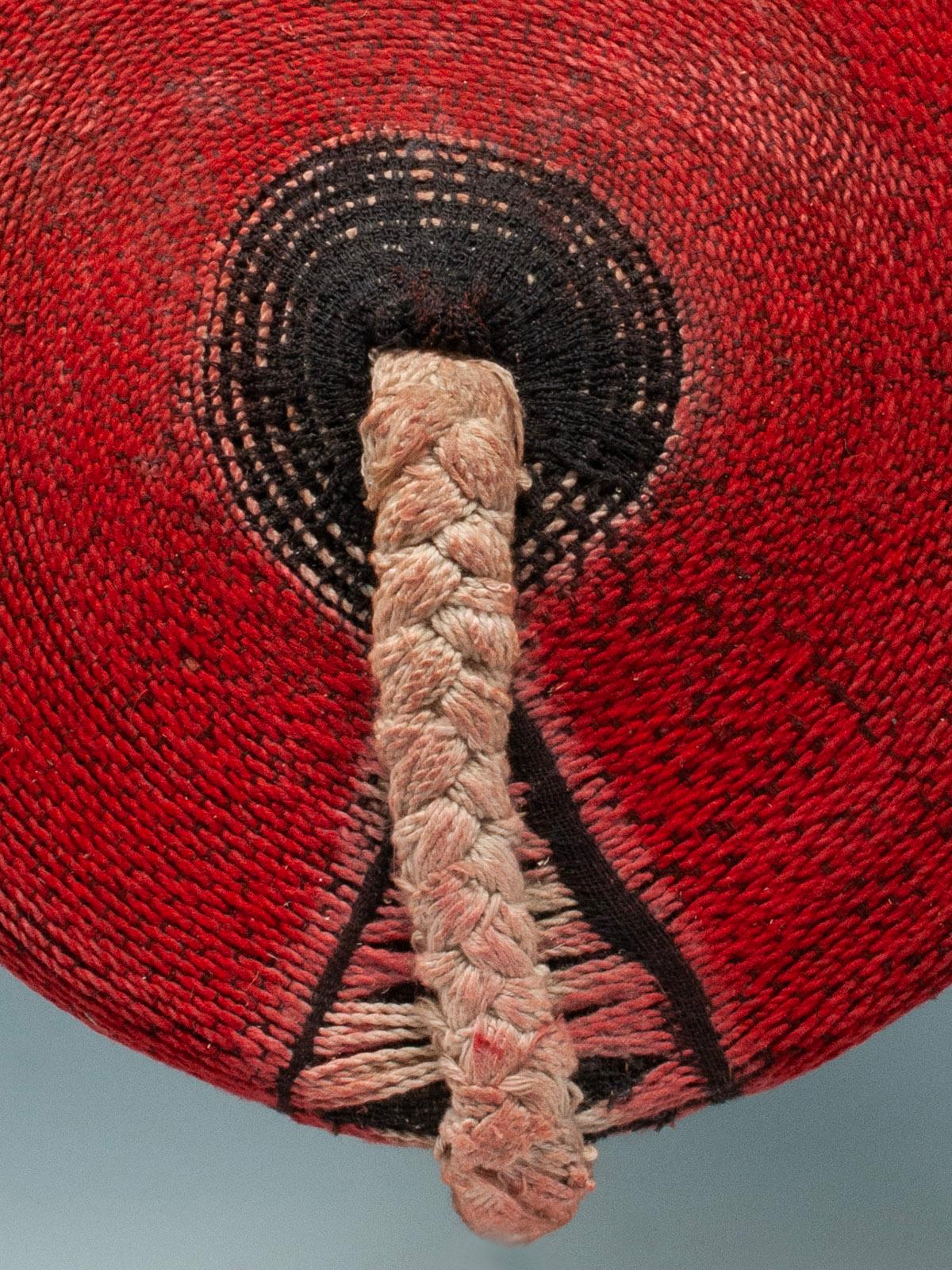South African Tribal Mid-20th Century Zulu Women's Red Cotton Hat, Isicholo, South Africa For Sale