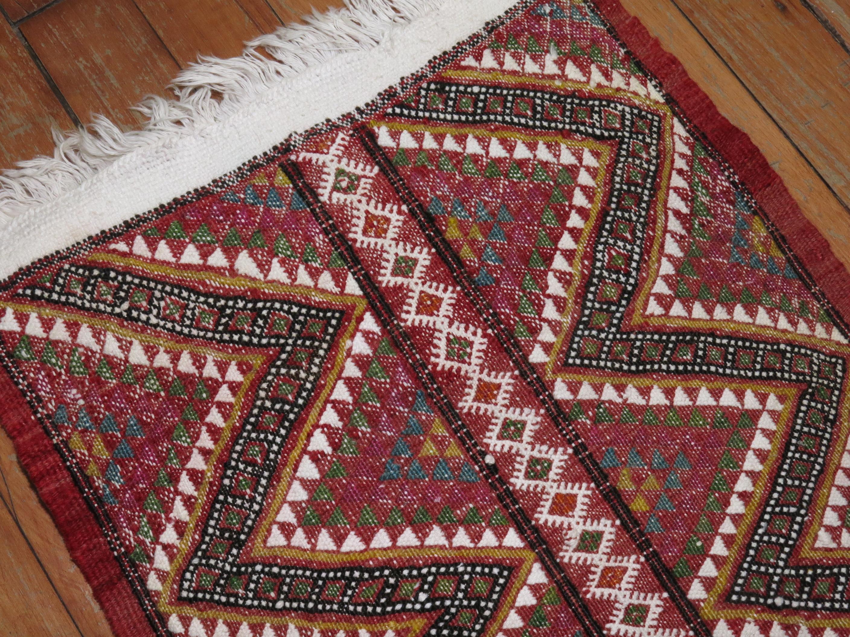 Hand-Woven Tribal Mini Size Turkish jajim Flatweave, Mid-20th Century For Sale