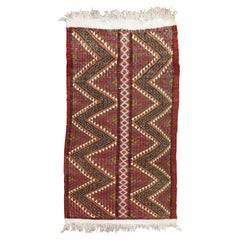 Tribal Mini Size Turkish jajim Flatweave, Mid-20th Century