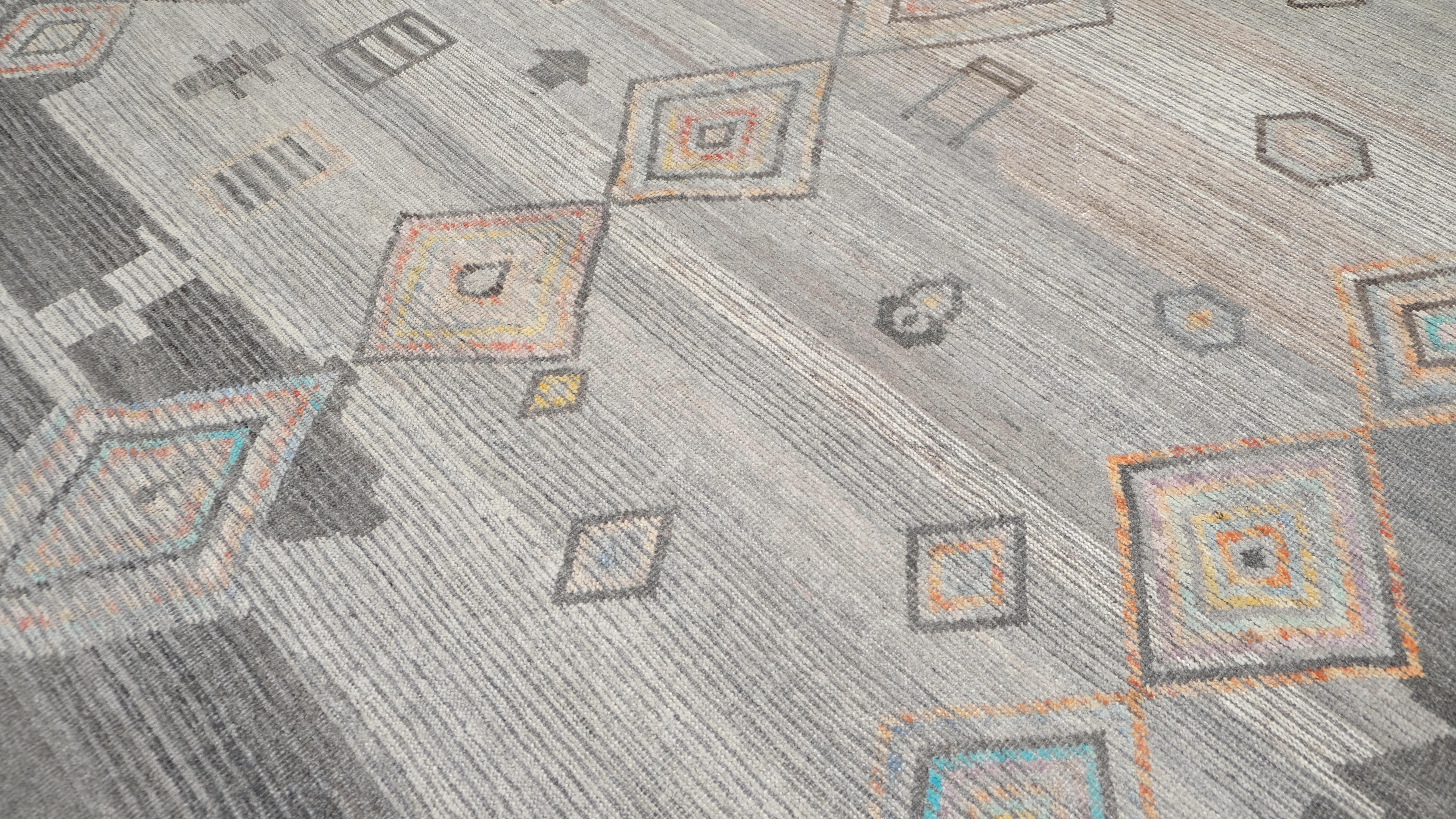 Tribal Moderno Inspirado en Marruecos  Alfombra de lana 8'5''x10' Moderno de mediados de siglo en venta