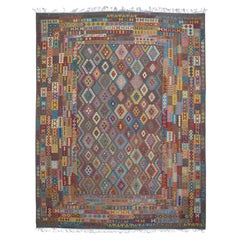 Kilim tribal moderne multicolore avec diamants 13'x15'11''