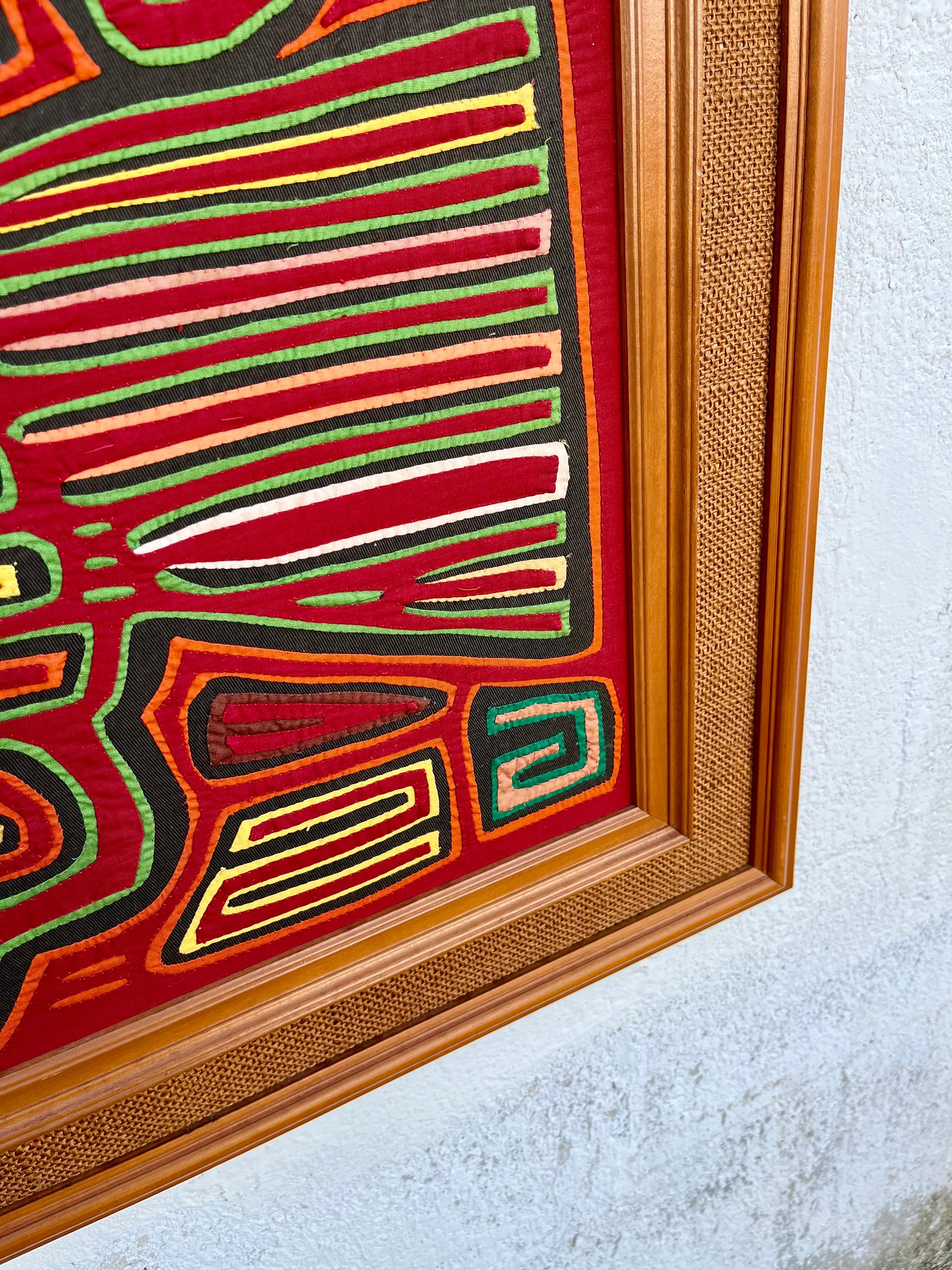 Stammeskunst Mola gerahmte handgefertigte Textil-Wandkunst. Circa 1960er Jahre im Angebot 6