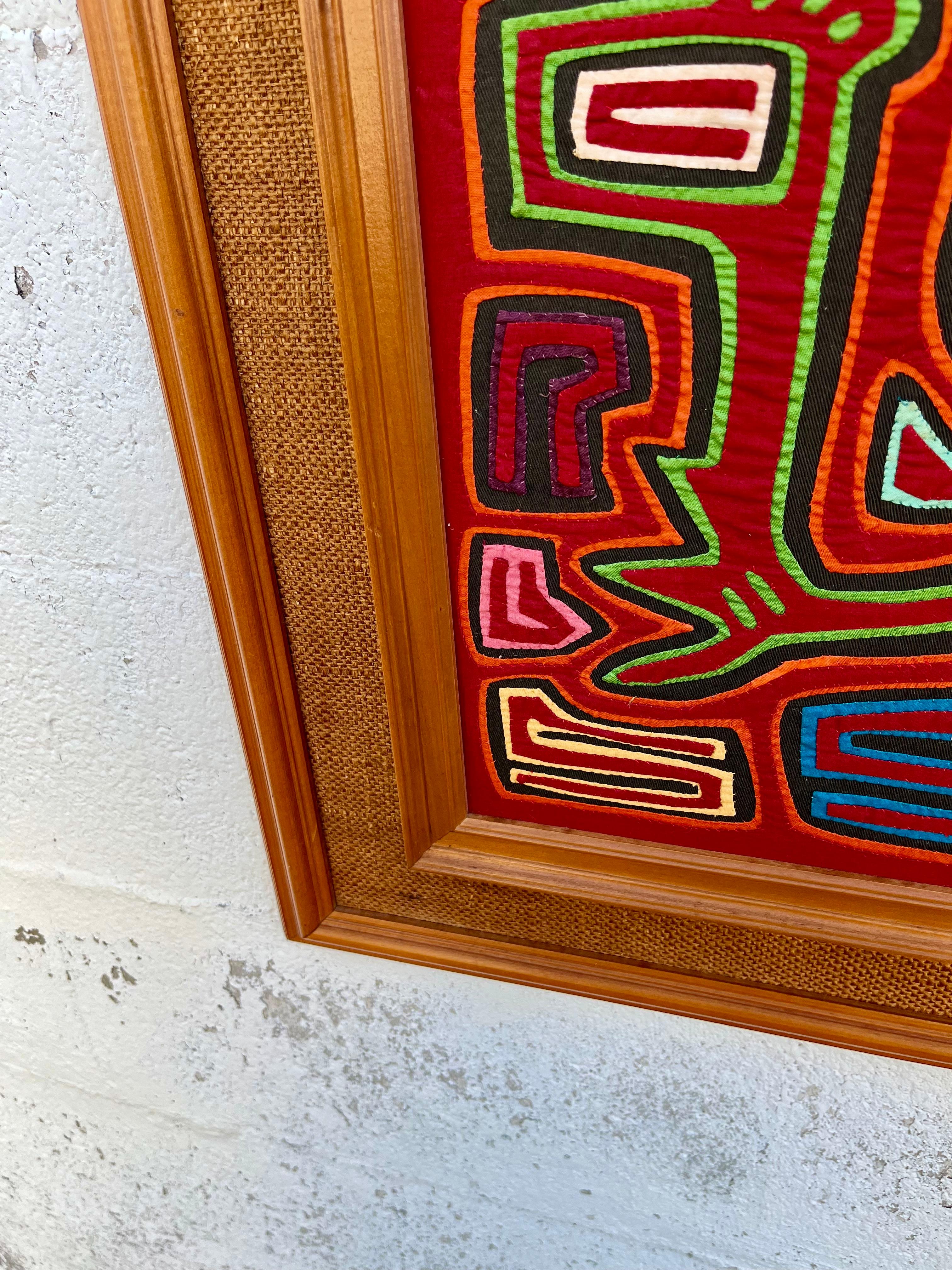 Stammeskunst Mola gerahmte handgefertigte Textil-Wandkunst. Circa 1960er Jahre im Angebot 7