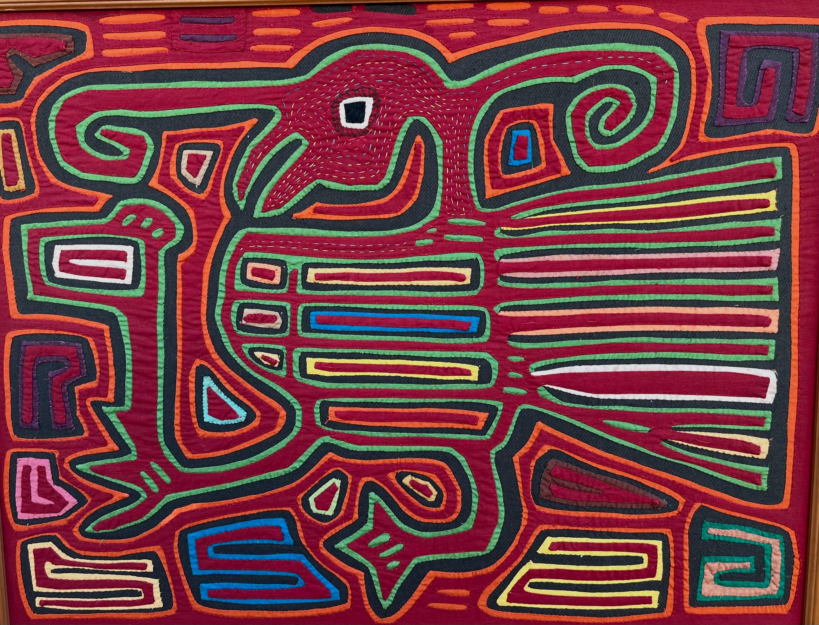 Tribal Mola Art mural encadré en textile artisanal. Circa 1960s en vente 9