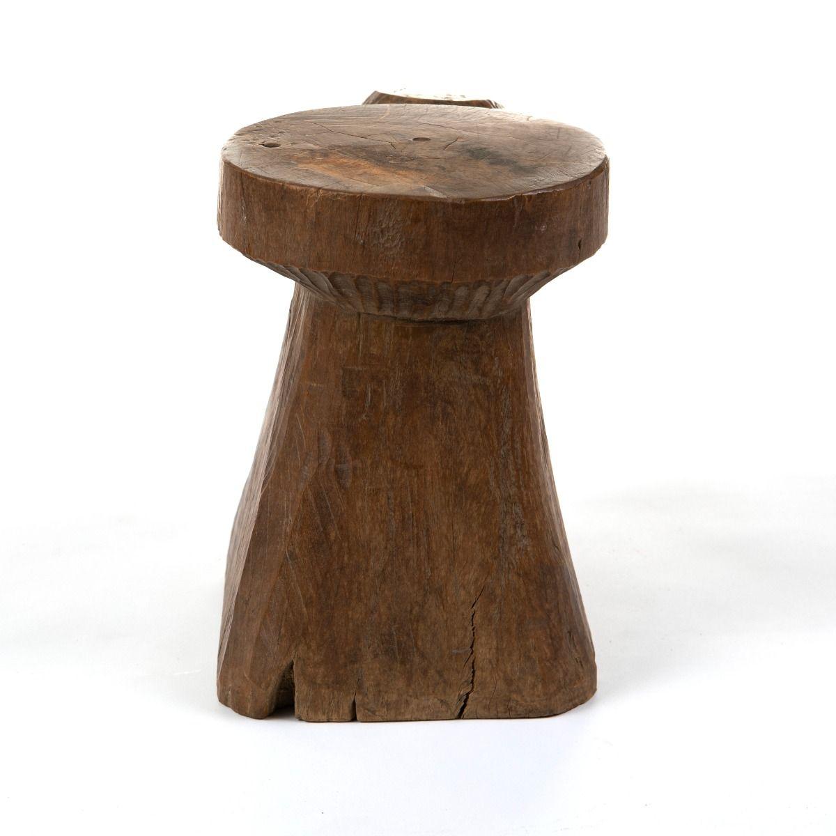 Taburete Tribal de Madera de Molave con Cabeza Masculina Tallada Filipino en venta