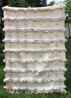 Coperta nuziale artigianale in tessuto marocchino degli anni '60 con paillettes