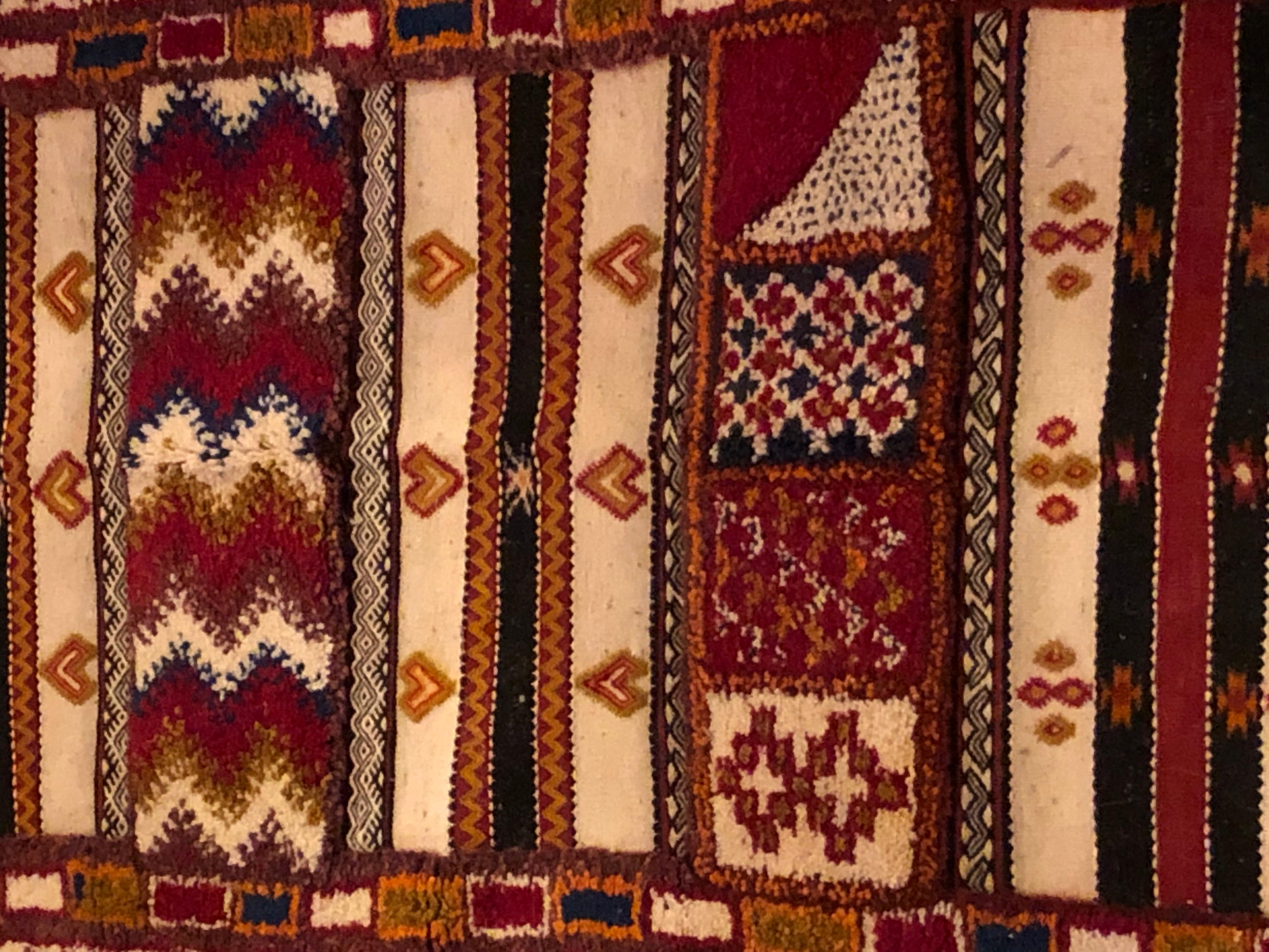 Hand-Woven Moroccan Rug or Carpet with Tribal Design