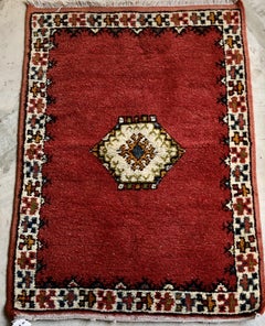 Tribal Moroccan Red Handwoven Rug or Carpet with Diamond Design