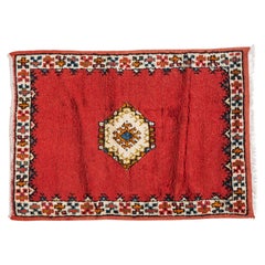 Vintage Tribal Moroccan Red Handwoven Rug or Carpet with Diamond Design