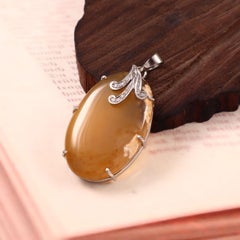 Vintage Tribal Natural Diamond Rare Real Sun orange Onyx sterling silver Pendant