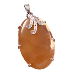 Tribal Natural Diamond Rare Real Sun orange Onyx sterling silver Pendant