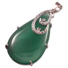 Classy Natural Diamond Real Onyx in deep emerald green sterling silver Pendant
