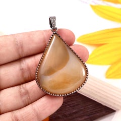 Tribal Natural Diamond Real Onyx earthy brown sterling silver statement Pendant