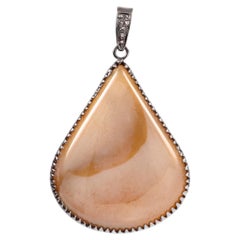 Colgante llamativo de plata de ley con diamante natural Tribal y ónix auténtico en tono marrón tierra