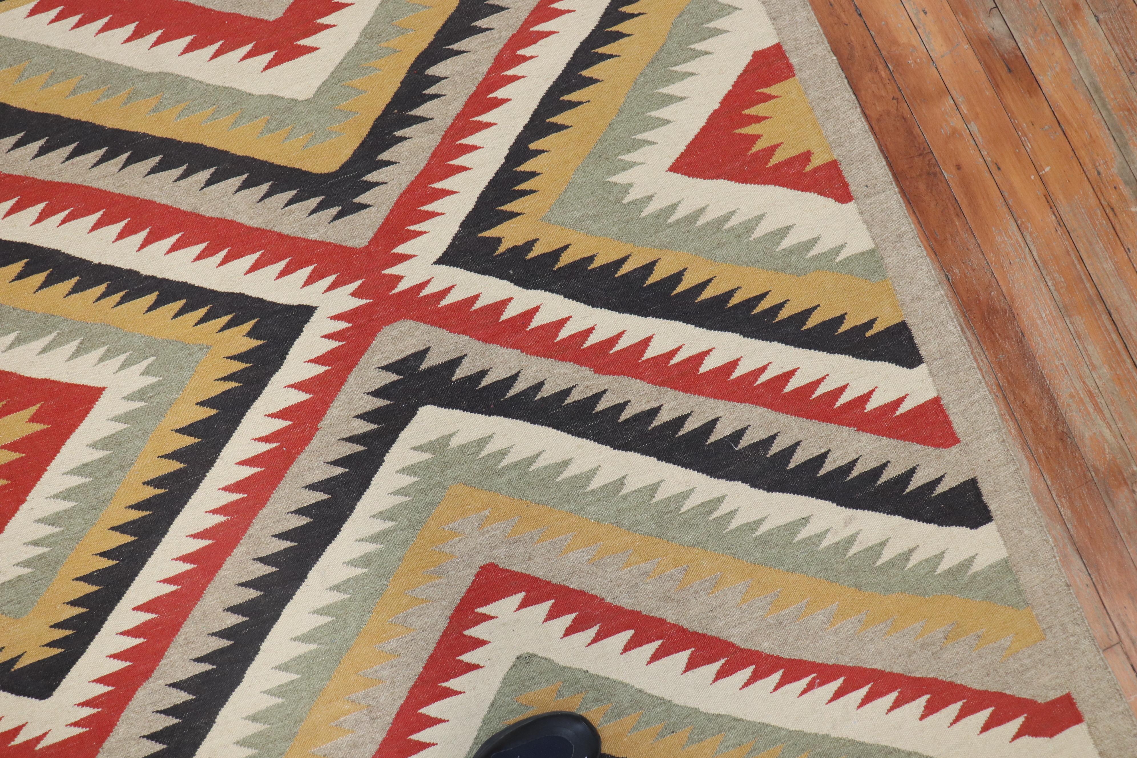 Tribal Navajo Design Room Size 21st Century Modern Rug In New Condition For Sale In New York, NY