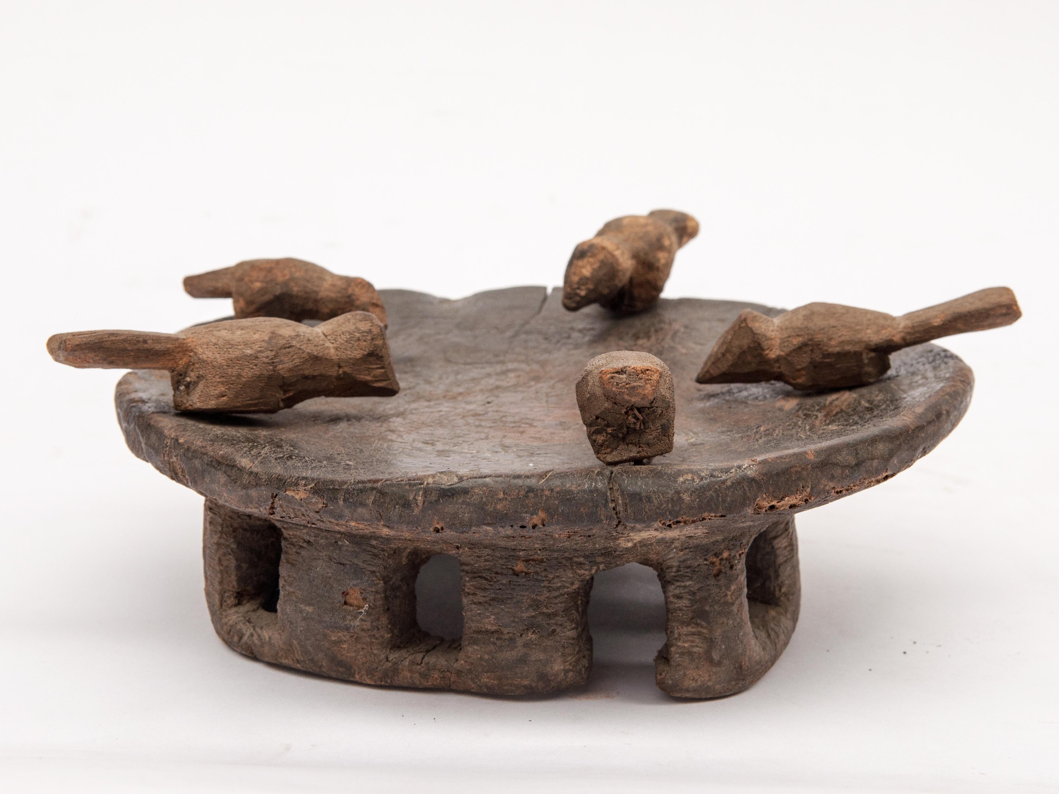 Ceremonial wooden offering tray with birds from the Naga of Northeast India. Early to mid-20th century.
This small, rustic and utterly charming tray comes from the Naga of Northeast India, where it was used to present ceremonial offerings to the