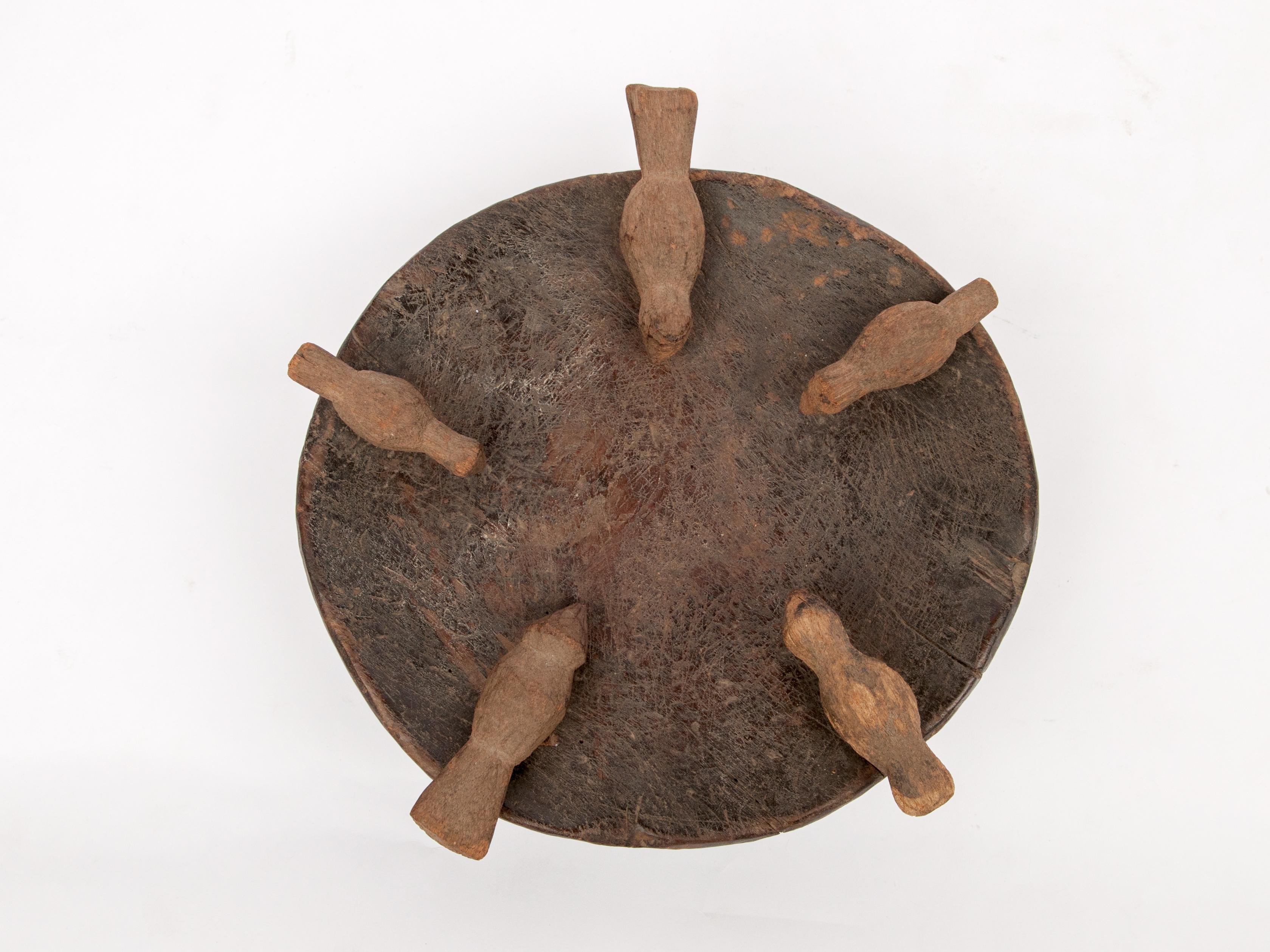 Wood Tribal Offering Tray with Birds, Naga of NE India, Early to Mid-20th Century