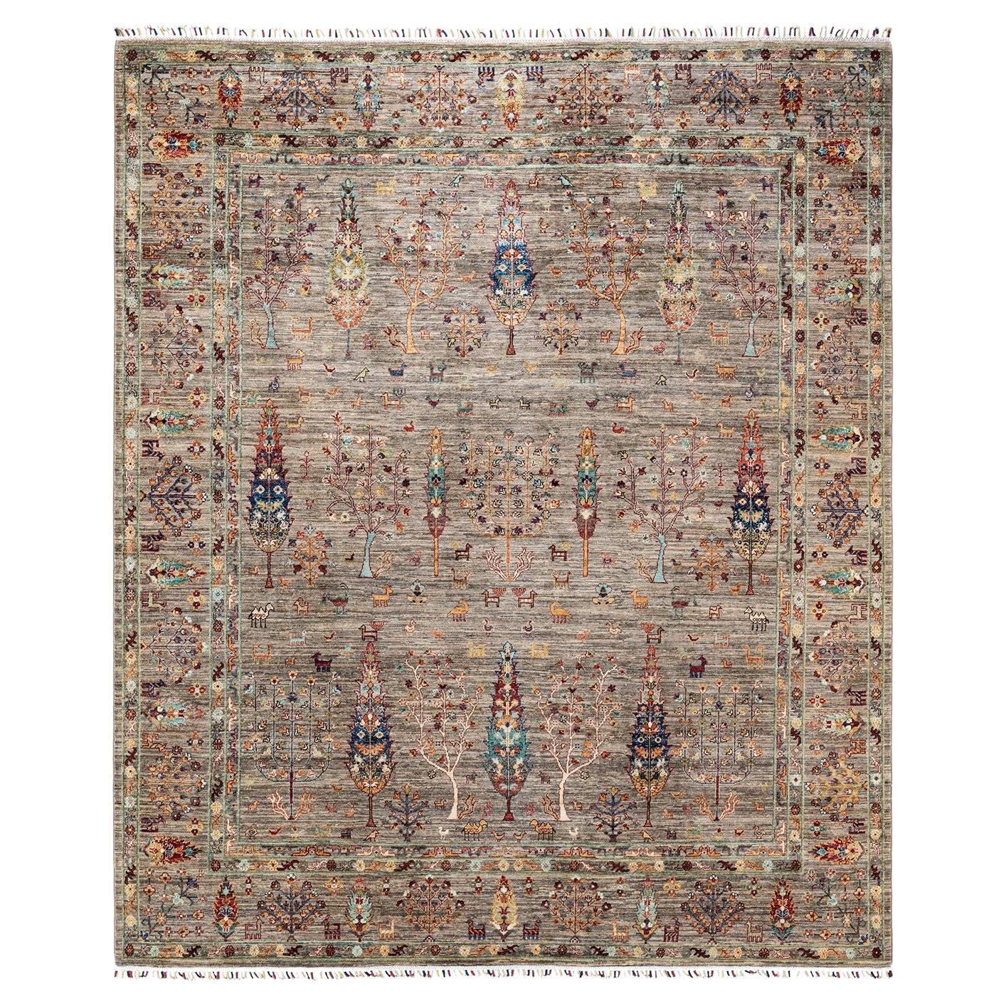 Tribal, One-of-a-Kind Hand Knotted Runner Rug, Beige