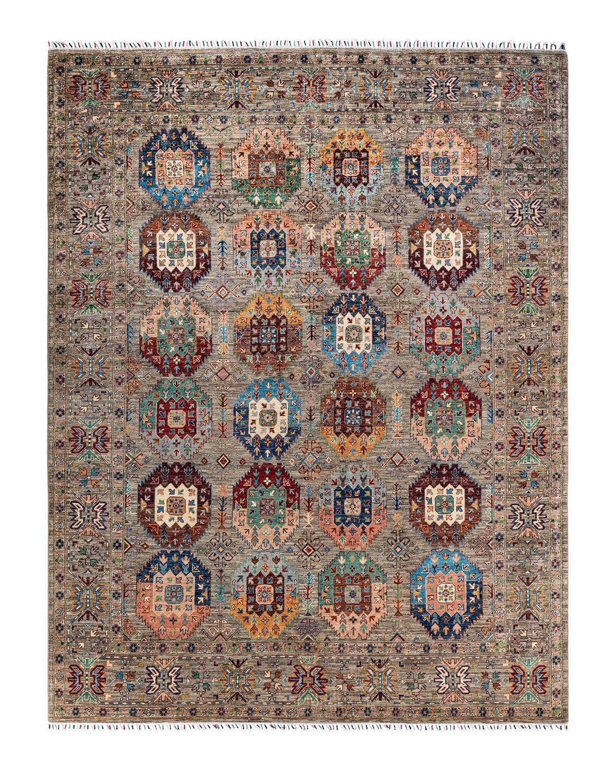 Trible Rugs Tribal, One-of-a-Kind Hand-Knotted Runner Rug, Grey For Sale at 1stDibs