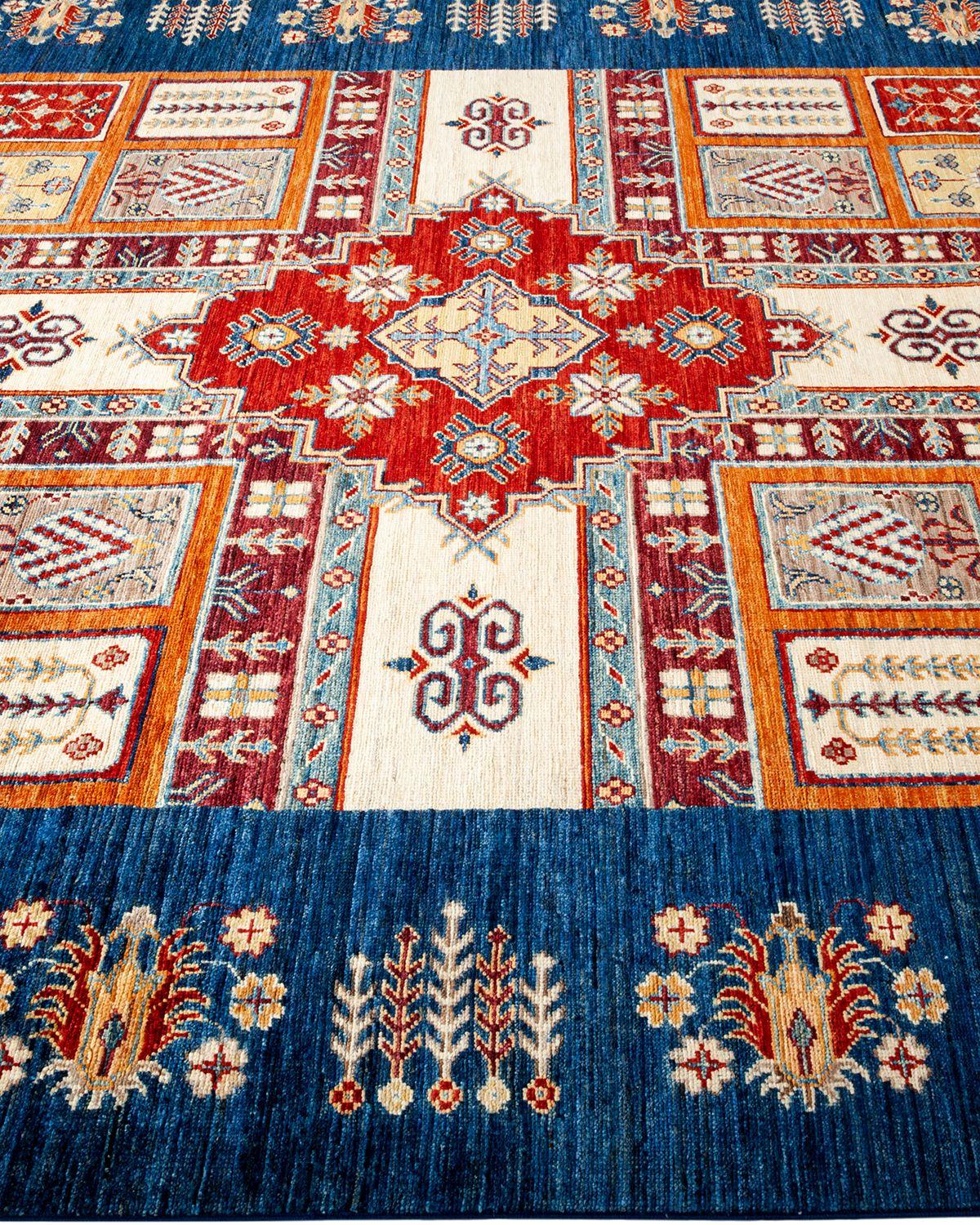 Handgeknüpfter Stammes-Teppich, ein Unikat  Blau - 5' 8 Zoll x 7' 11 Zoll (Pakistanisch) im Angebot