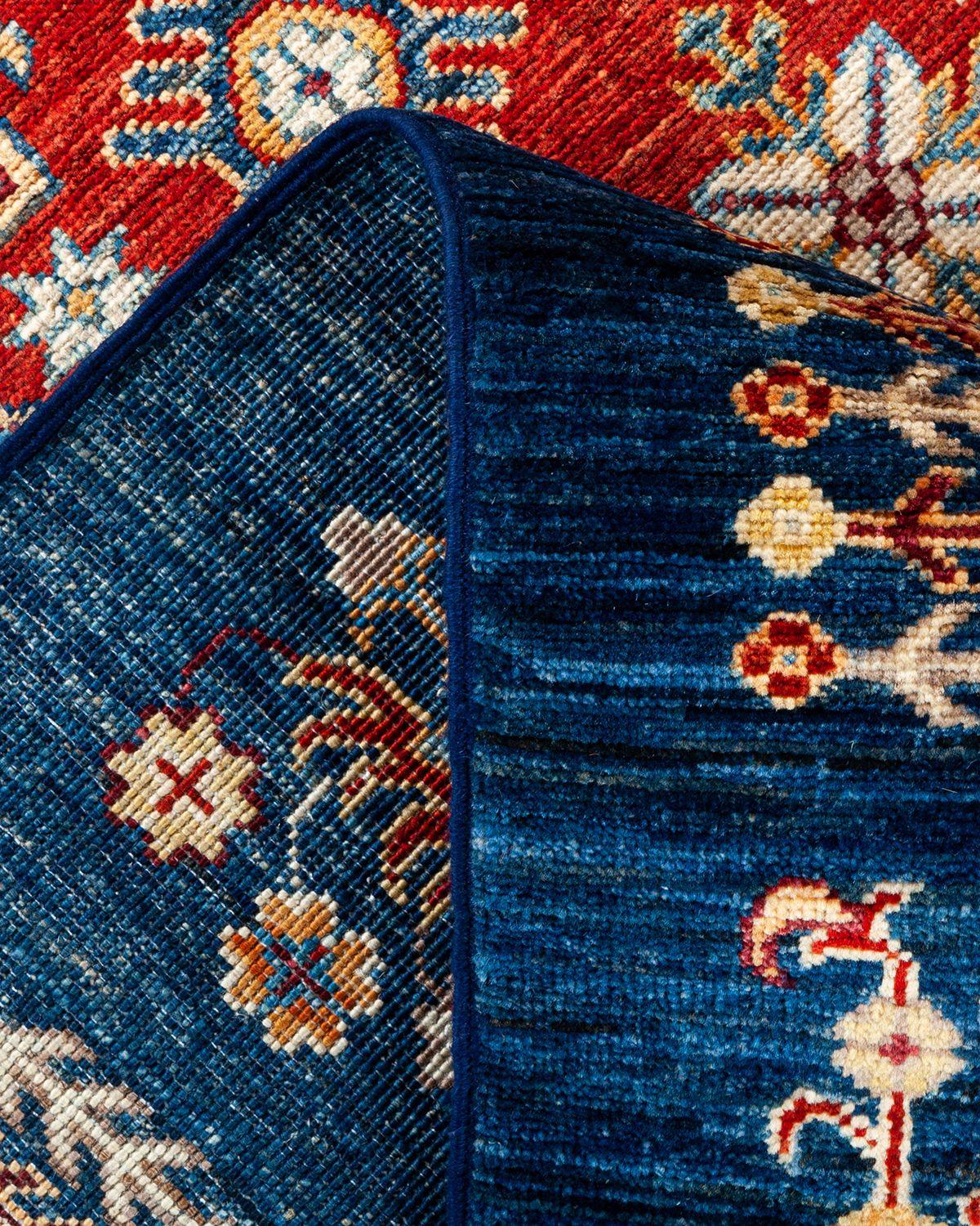 Handgeknüpfter Stammes-Teppich, ein Unikat  Blau - 5' 8 Zoll x 7' 11 Zoll (21. Jahrhundert und zeitgenössisch) im Angebot