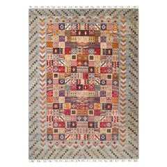 Tribal, One-of-a-kind Hand Knotted Runner Rug, Gray