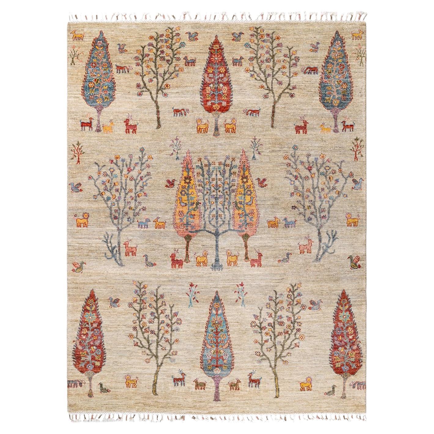 Tribal, OneofaKind Hand Knotted Runner Rug, Ivory For Sale at 1stDibs