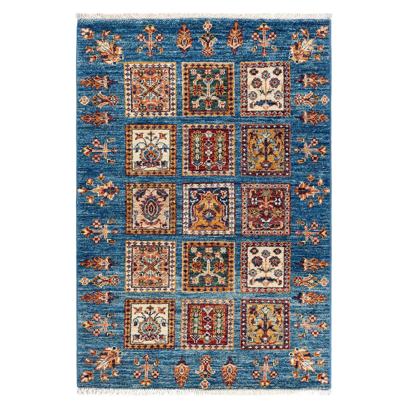 Tribal, One-of-a-kind Hand Knotted Runner Rug, Light Blue For Sale at ...