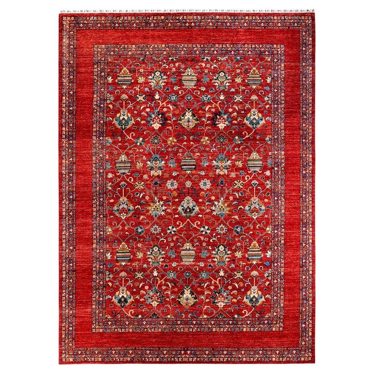 Tribal, One-of-a-kind hand knotted Runner Rug, Red For Sale at 1stDibs