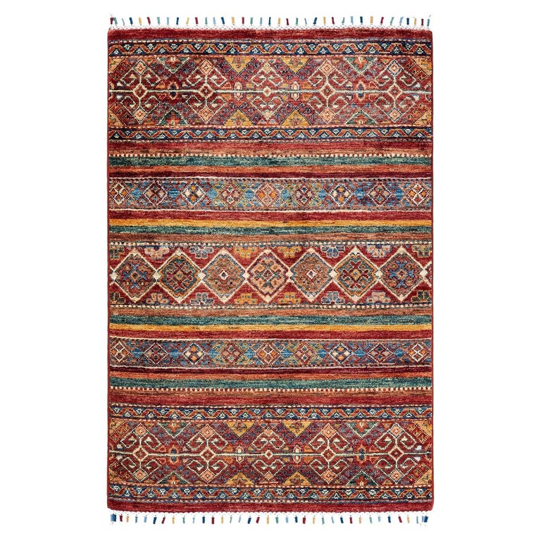 Tribal, One-of-a-kind hand knotted Runner Rug, Red For Sale at 1stDibs