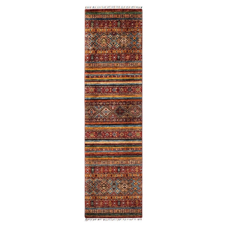 Red African Rug Tribal, One-of-a-kind Hand Knotted Runner Rug, Red For Sale at 1stDibs