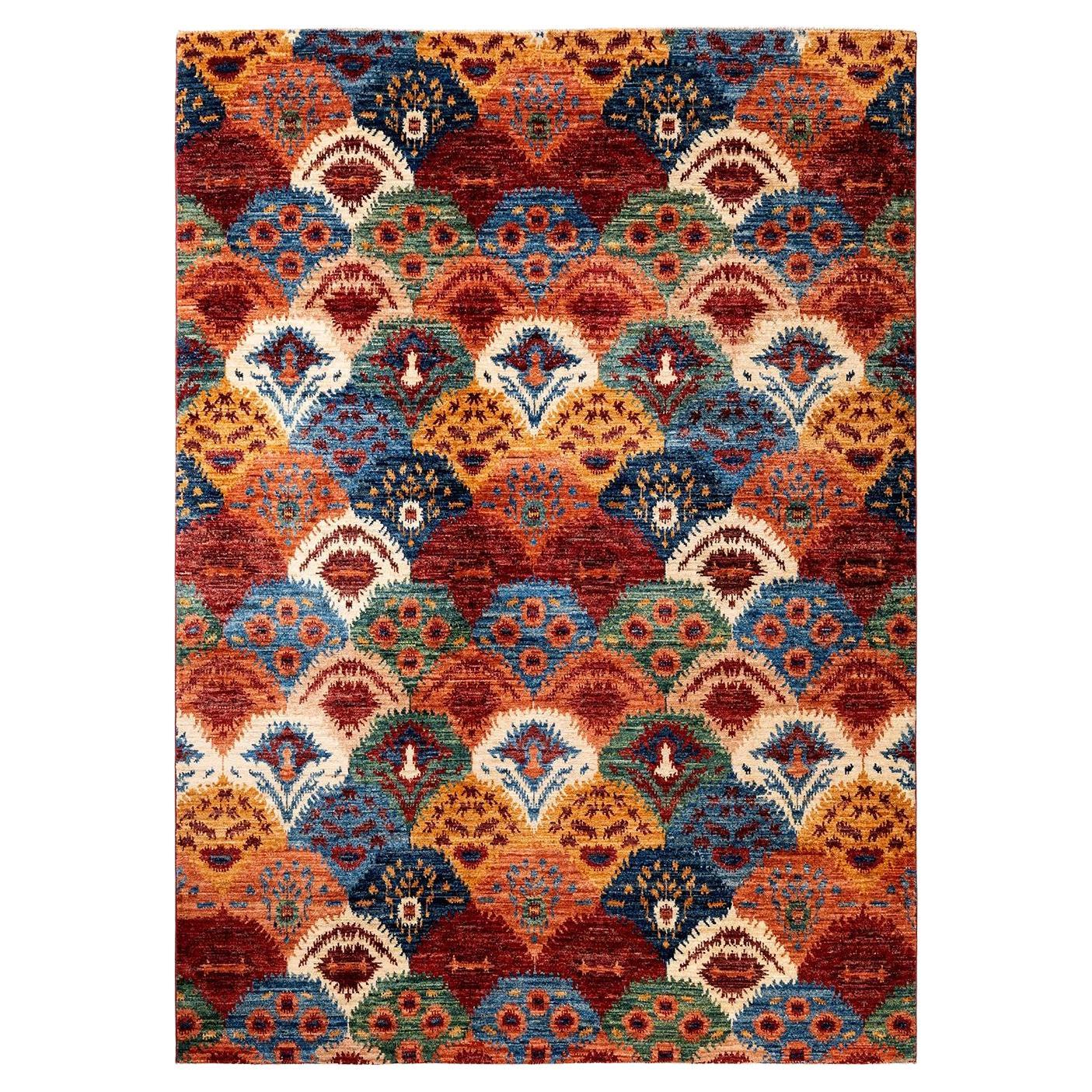Handgeknüpfter Stammes-Teppich, ein Unikat  Rot - 5' 8" x 7' 10"