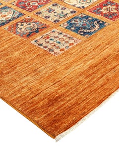 Tribal, One-of-a-kind Hand Knotted Runner Rug, Yellow