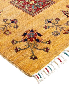 Tribal, One-of-a-kind Hand Knotted Runner Rug, Yellow
