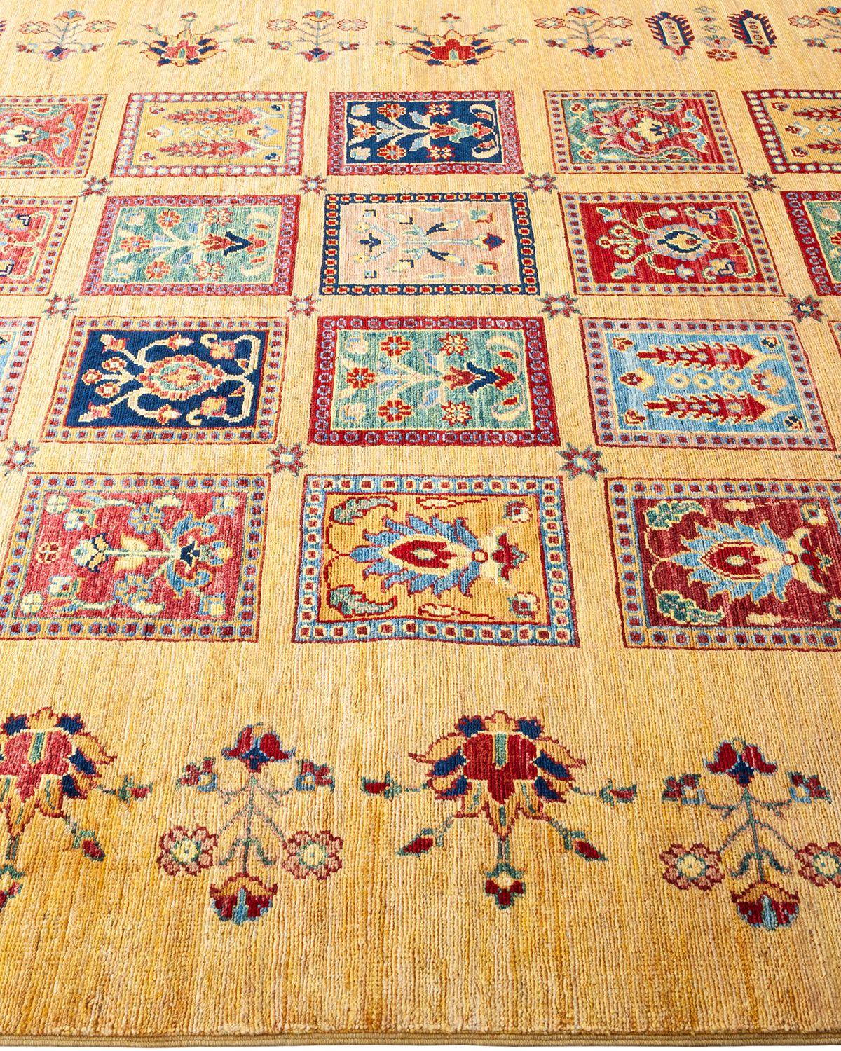 Tribal, One-of-a-kind Hand Knotted Runner Rug, Yellow In New Condition For Sale In Norwalk, CT