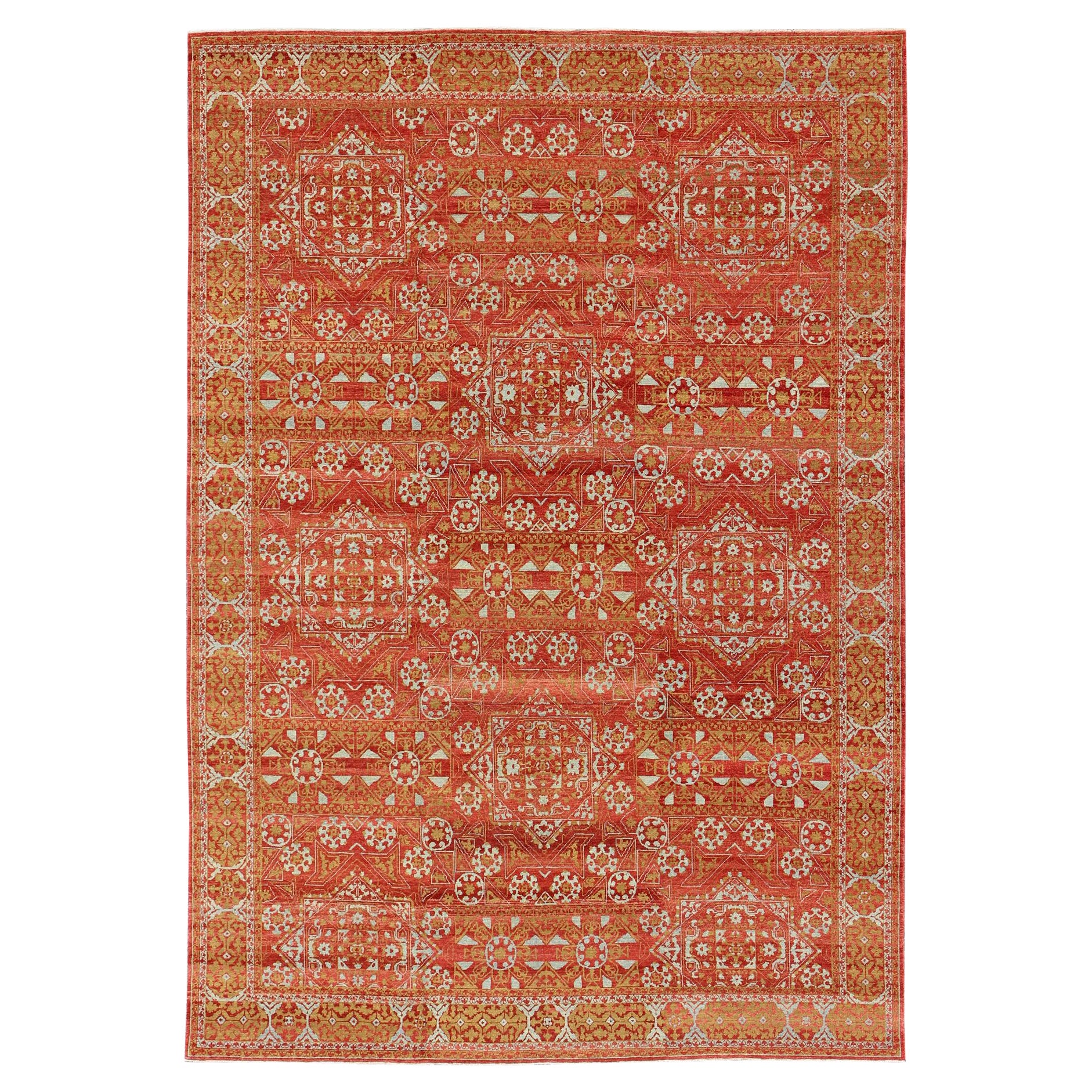Tappeto ottomano Mamluke con disegno ripetuto di Keivan Woven Arts