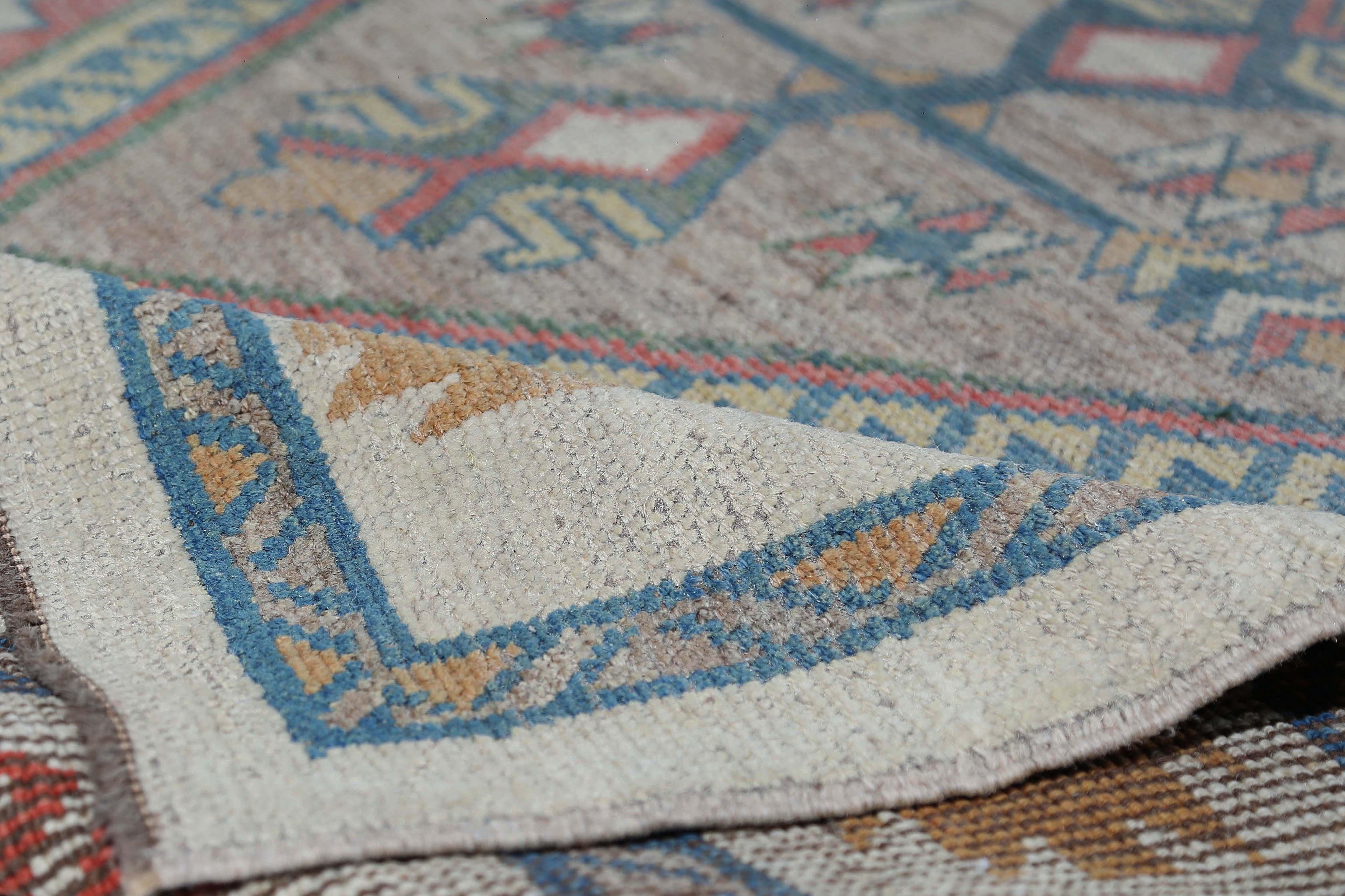 XX secolo Tappeti Afghanistan Oushak Circa 1990 - Lana Avorio Rosso Taupe Design - 95483 in vendita