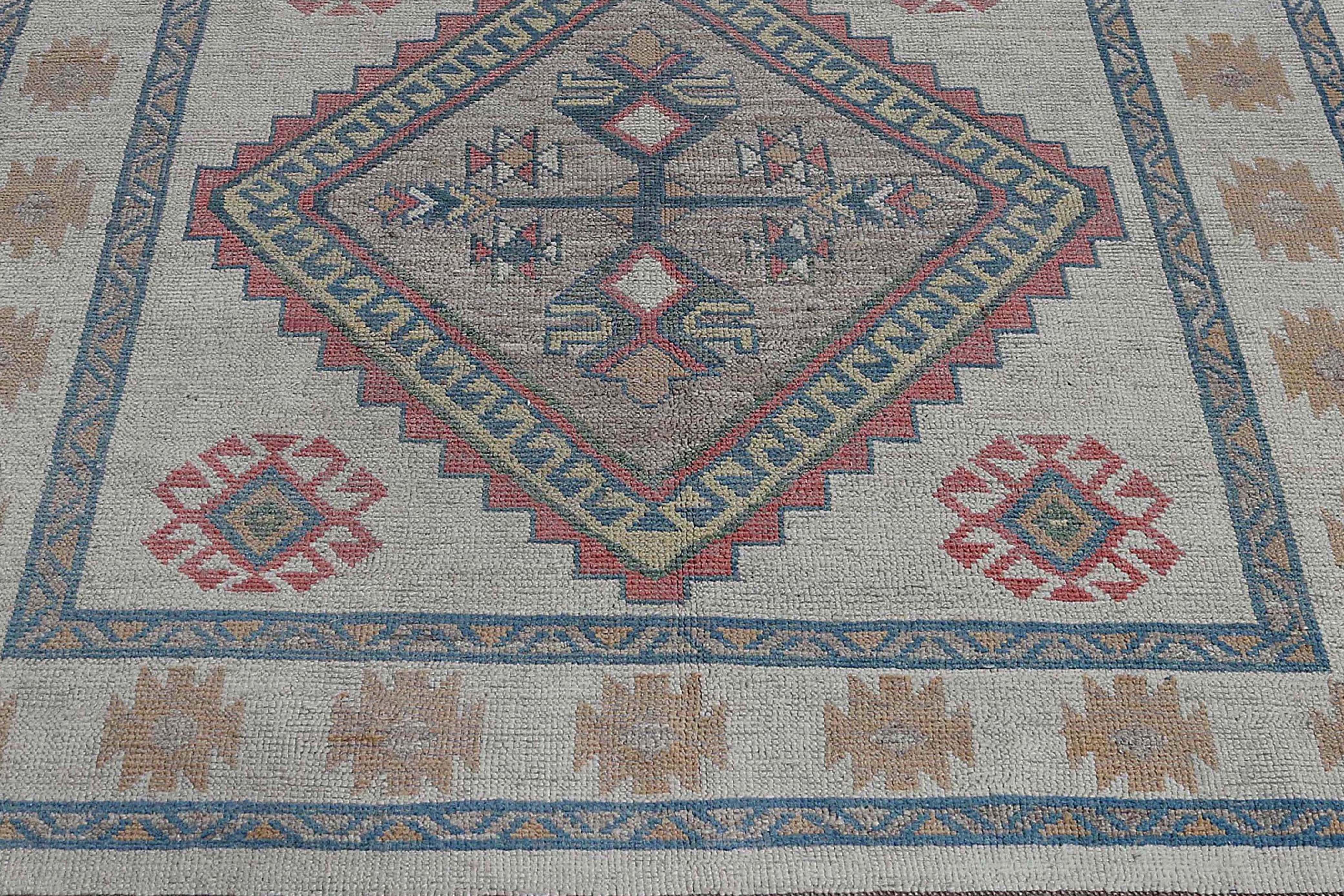 Tappeti Afghanistan Oushak Circa 1990 - Lana Avorio Rosso Taupe Design - 95483 in vendita 2