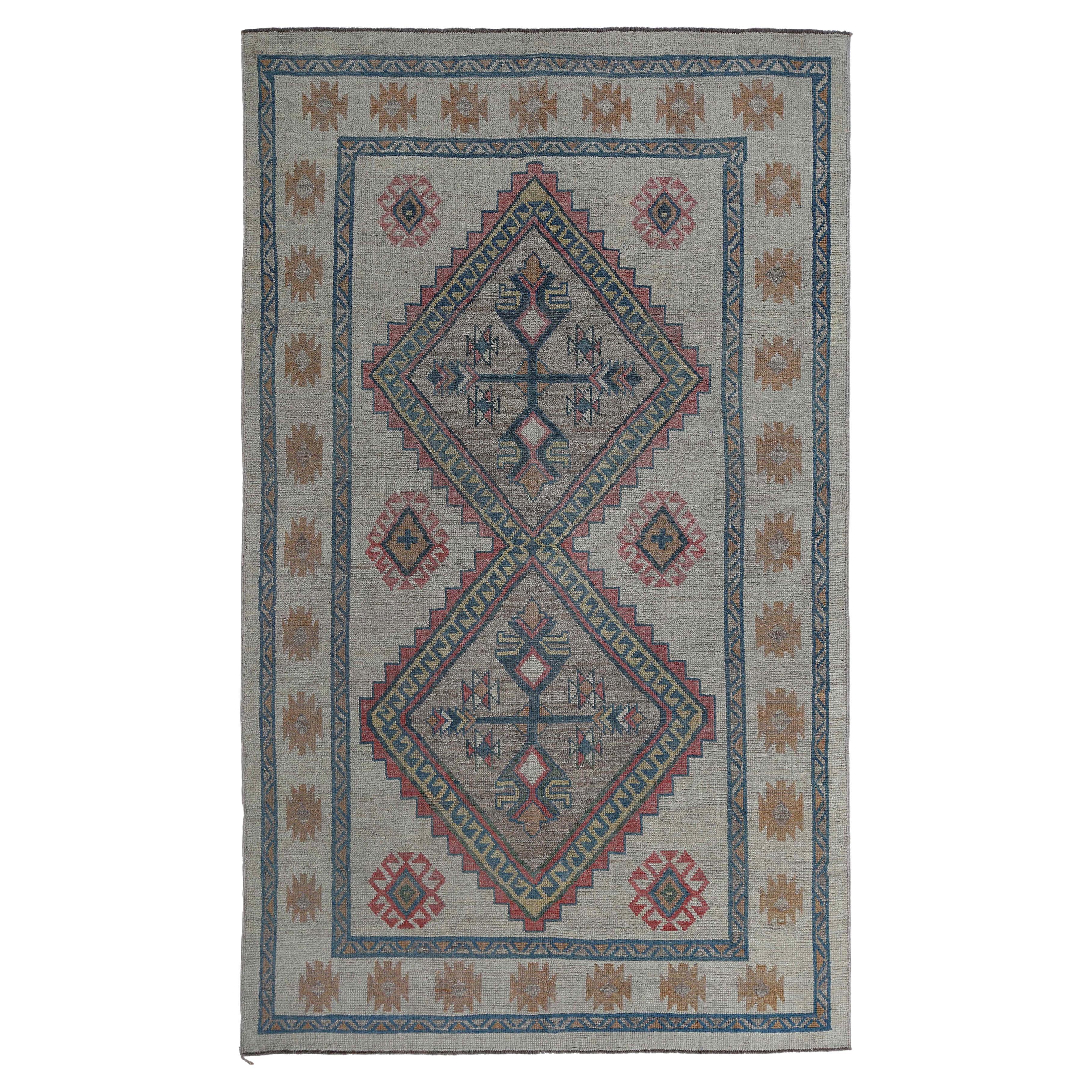 Tappeti Afghanistan Oushak Circa 1990 - Lana Avorio Rosso Taupe Design - 95483 in vendita