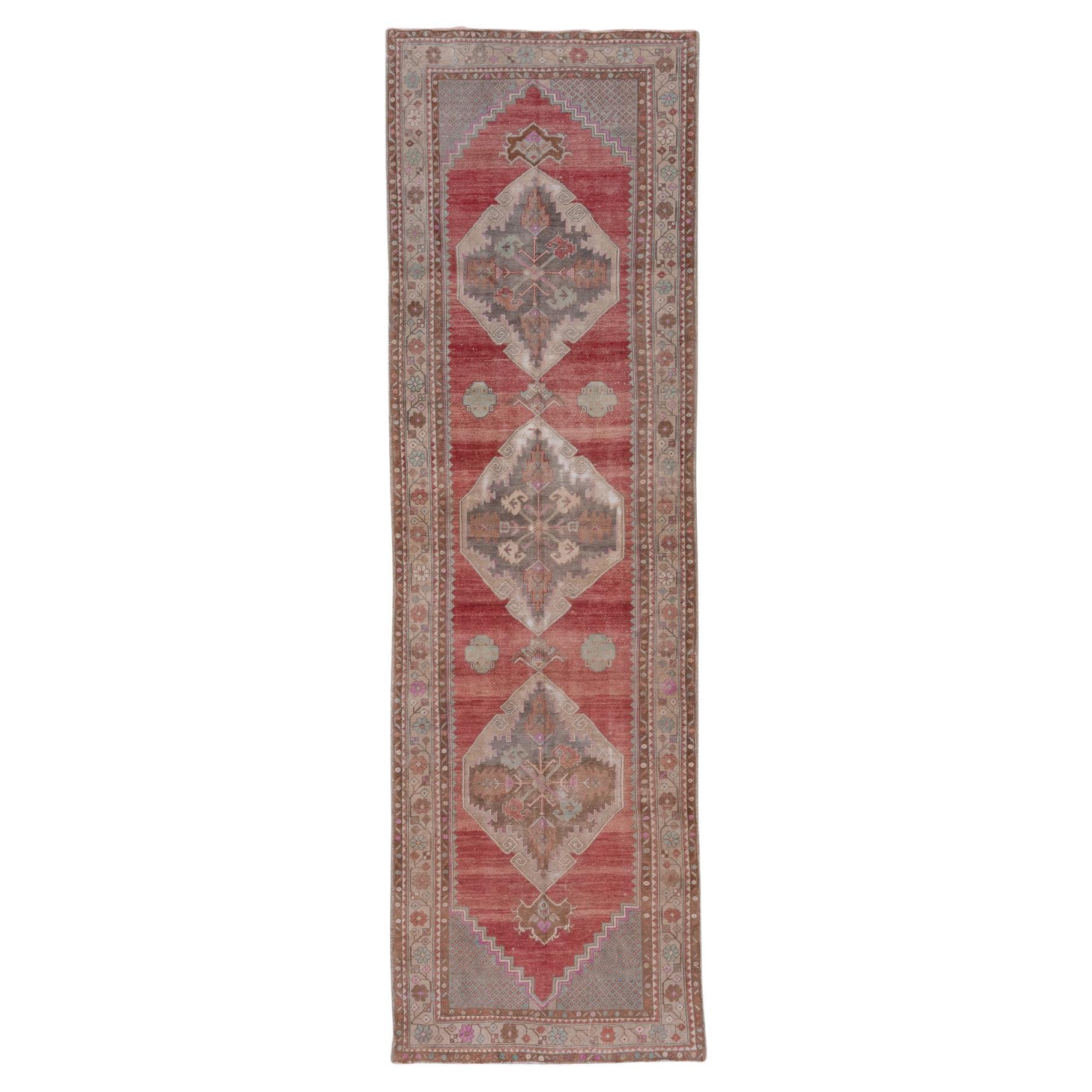 Tribal Oushak Runner in Red