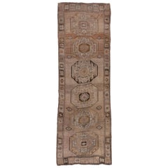 Antique Tribal Oushak Runner, Wide, Light Tones, Neutral Palette, circa 1930s