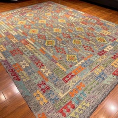 Tribal Pakistani Hand-Knotted Uzbek Kilim Wool Area Rug 9x12
