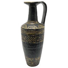 Tribal Patterned, Jug Handle Ceramic Vase by Lendvay