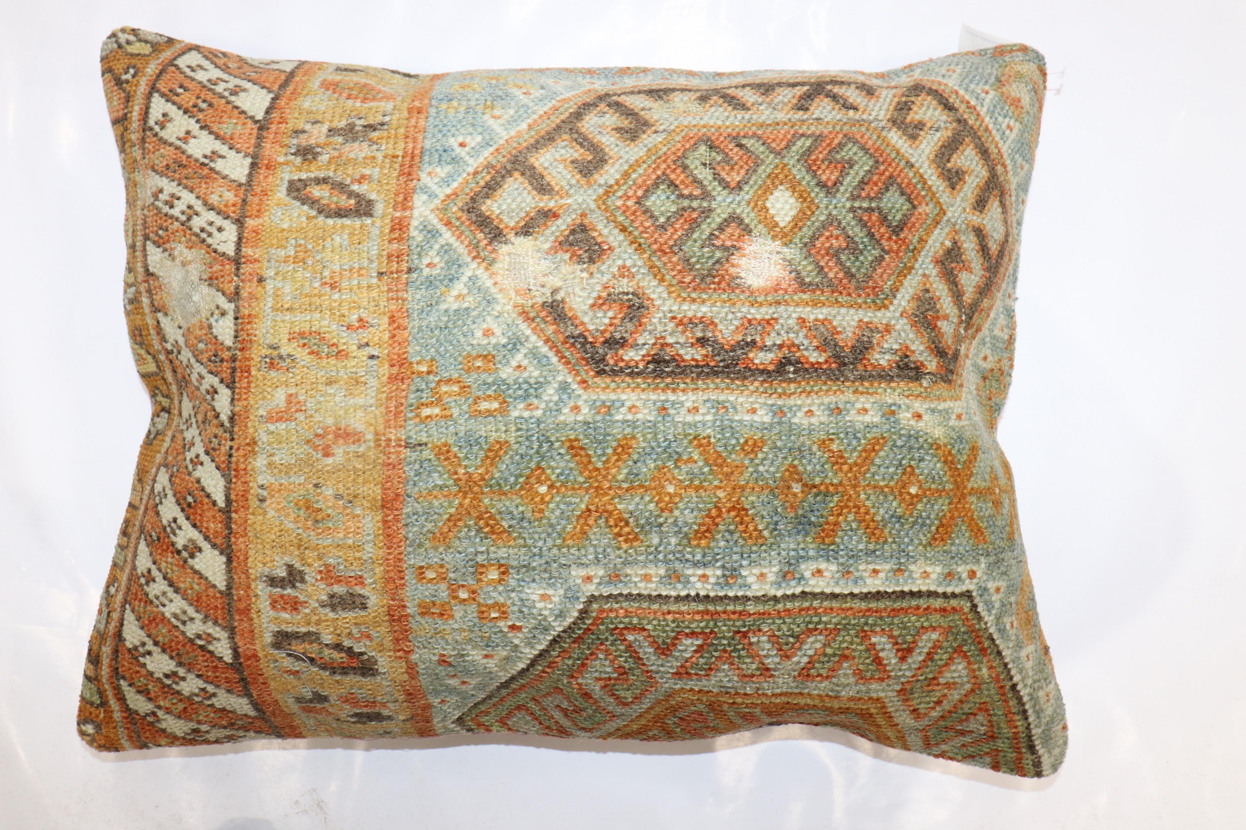 Tribal Persian Antique Rug Pillow In Fair Condition For Sale In New York, NY