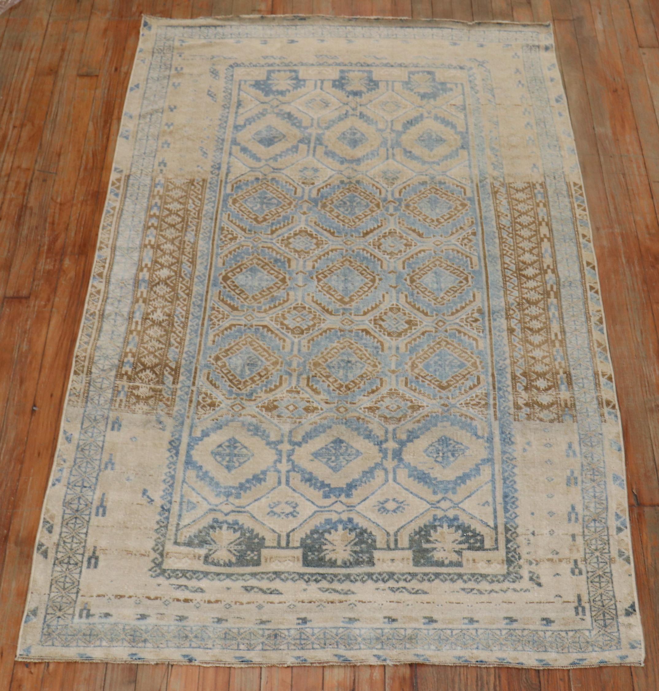 Persian Balouch Accent Size rug from the 2nd quarter of the 20th century in blue, brown and sand tones

Measures: 3'11'' x 6'9''.