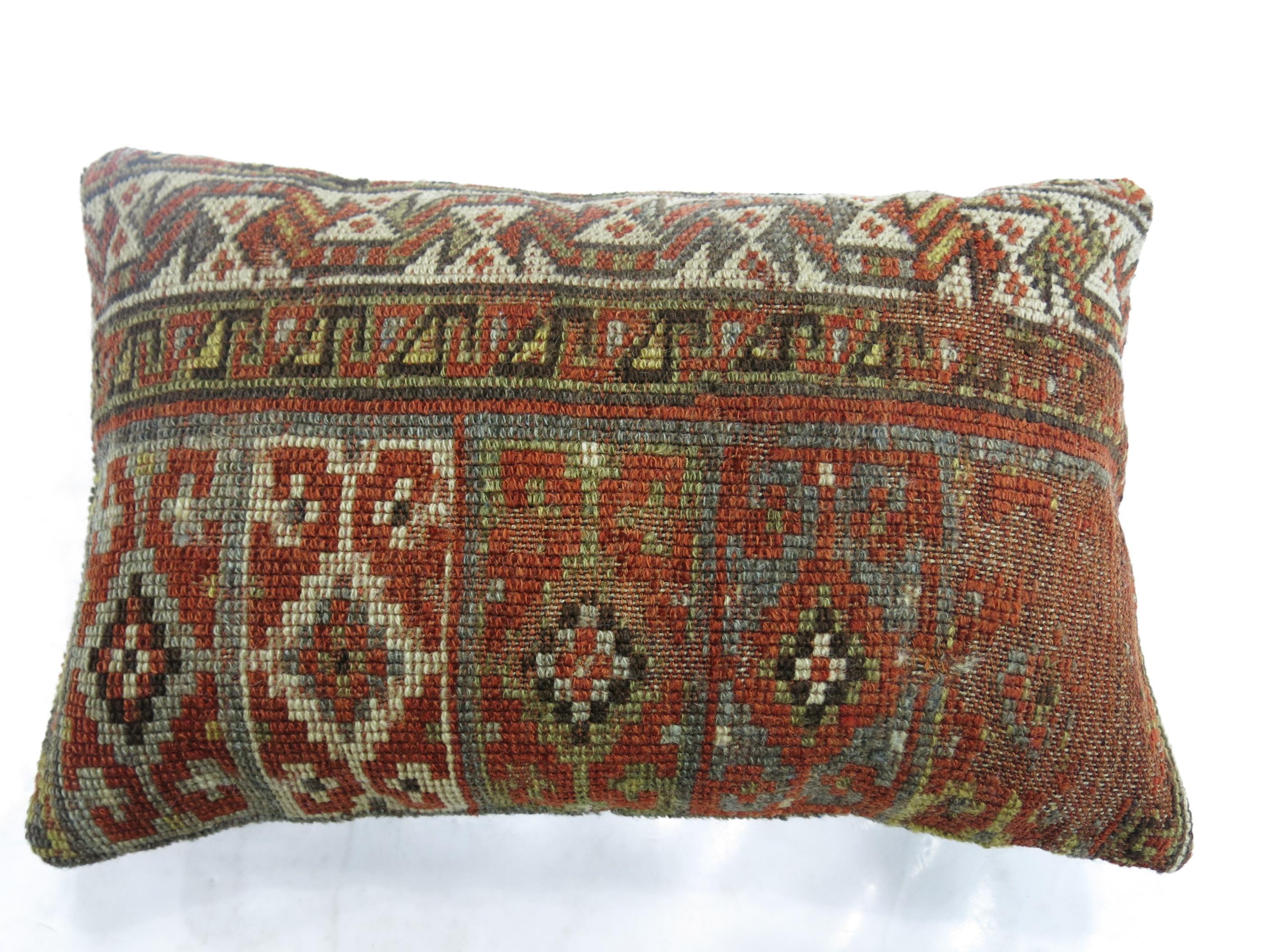 Tribal Persian Bolster Size Rug Pillow In Good Condition For Sale In New York, NY