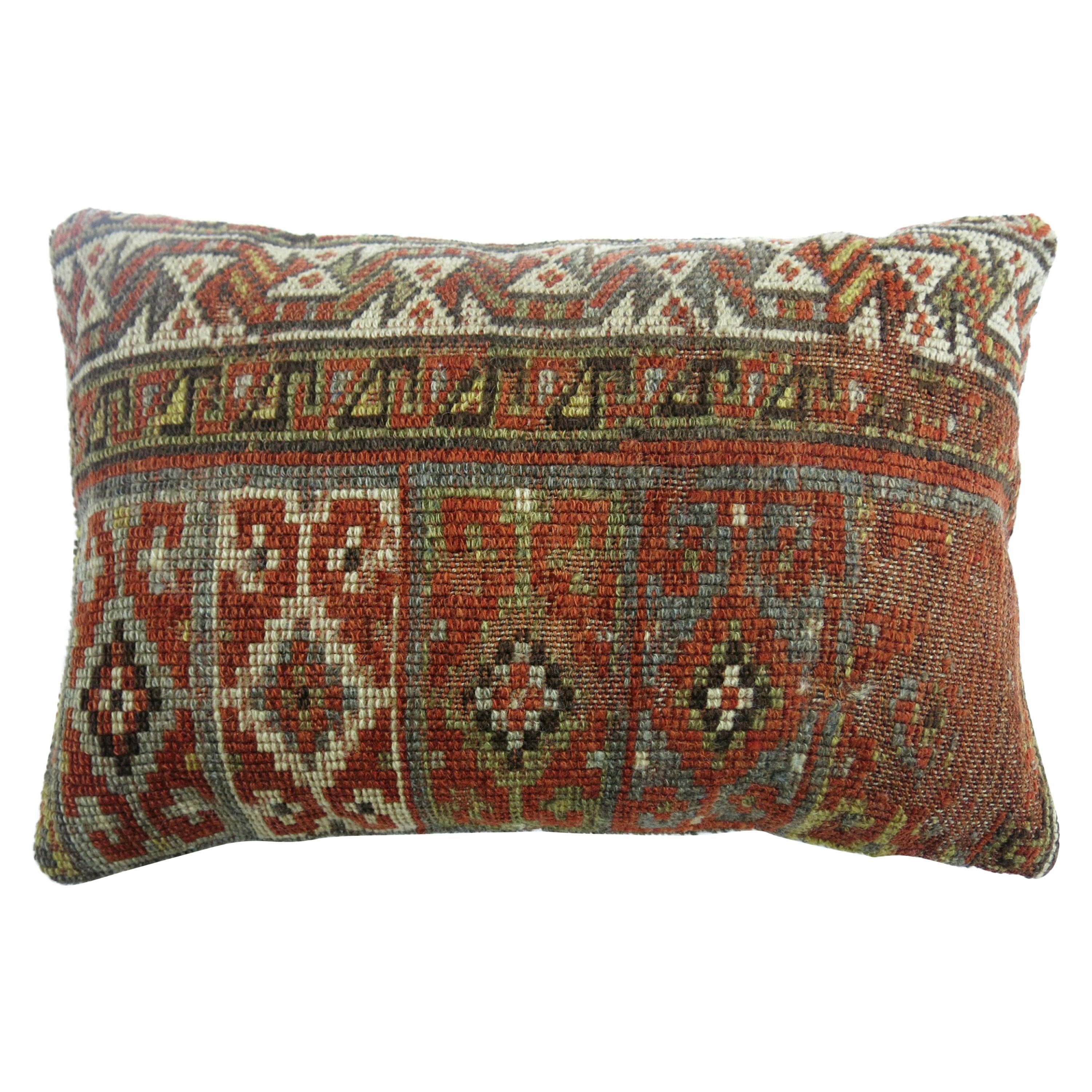 Tribal Persian Bolster Size Rug Pillow For Sale