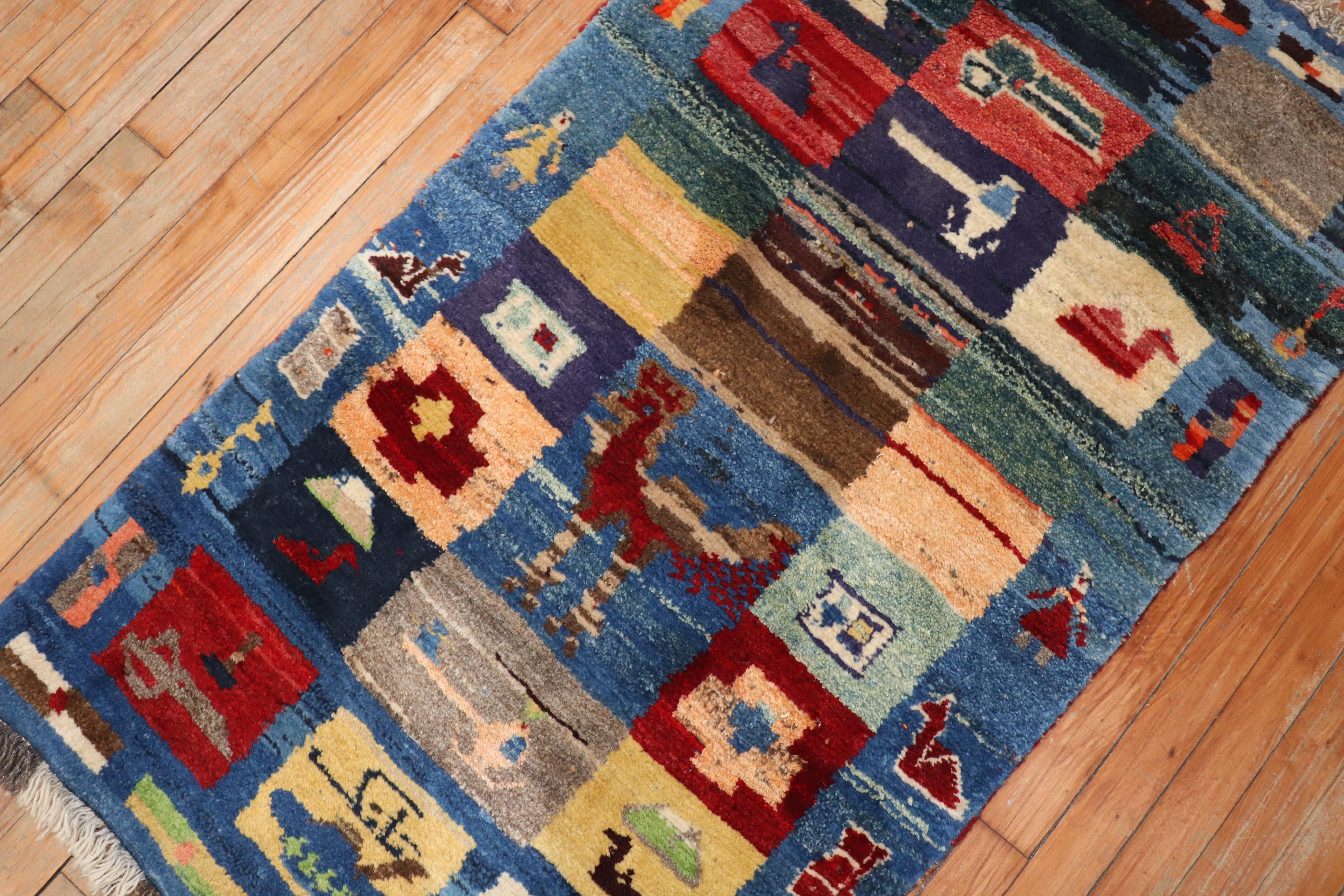 Hand-Knotted Tribal Persian Gabbeh Rug For Sale