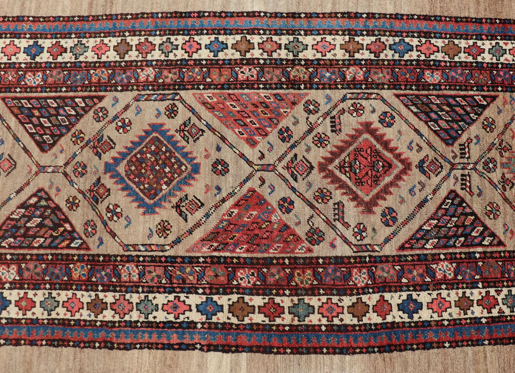Tribal Persian Hand Knotted Antique Serab Long Runner in Tribal Design In Good Condition For Sale In Atlanta, GA